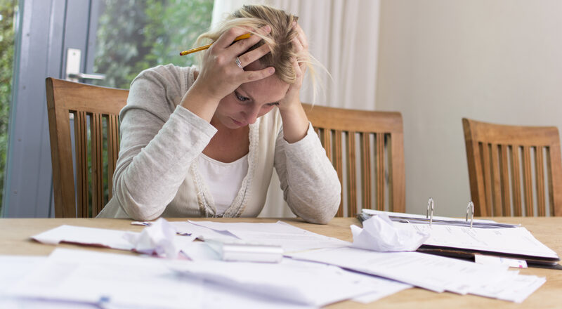 Woman in financial stress