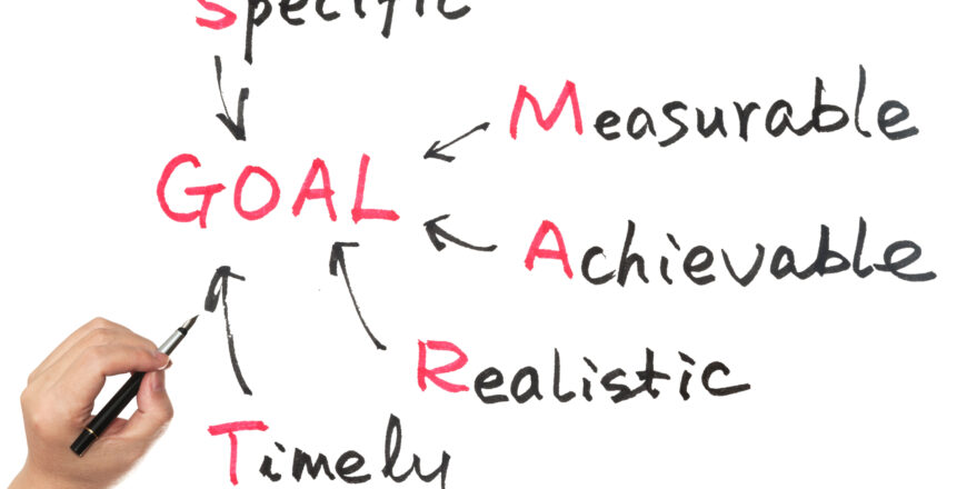 goal setting concept diagram on white board