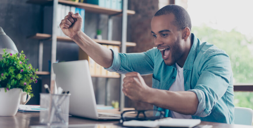 winner! a dream of the young afro american entrepreneur came true.